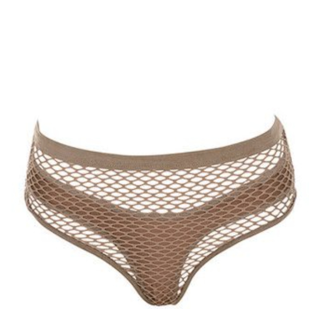 NWT MISTRESS ROCKS HOUSE OF CB SCORCHER TAN FISHNET SWIM BRIEFS